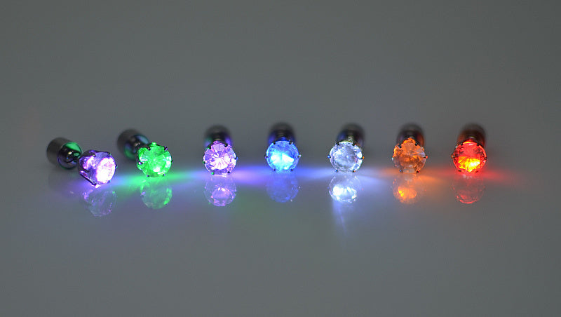 Hot Sale 1PCS Charm LED Earring Light Up Crown Glowing Crystal Stainless Ear Drop Ear Stud Earring Jewelry gift Free Shipping