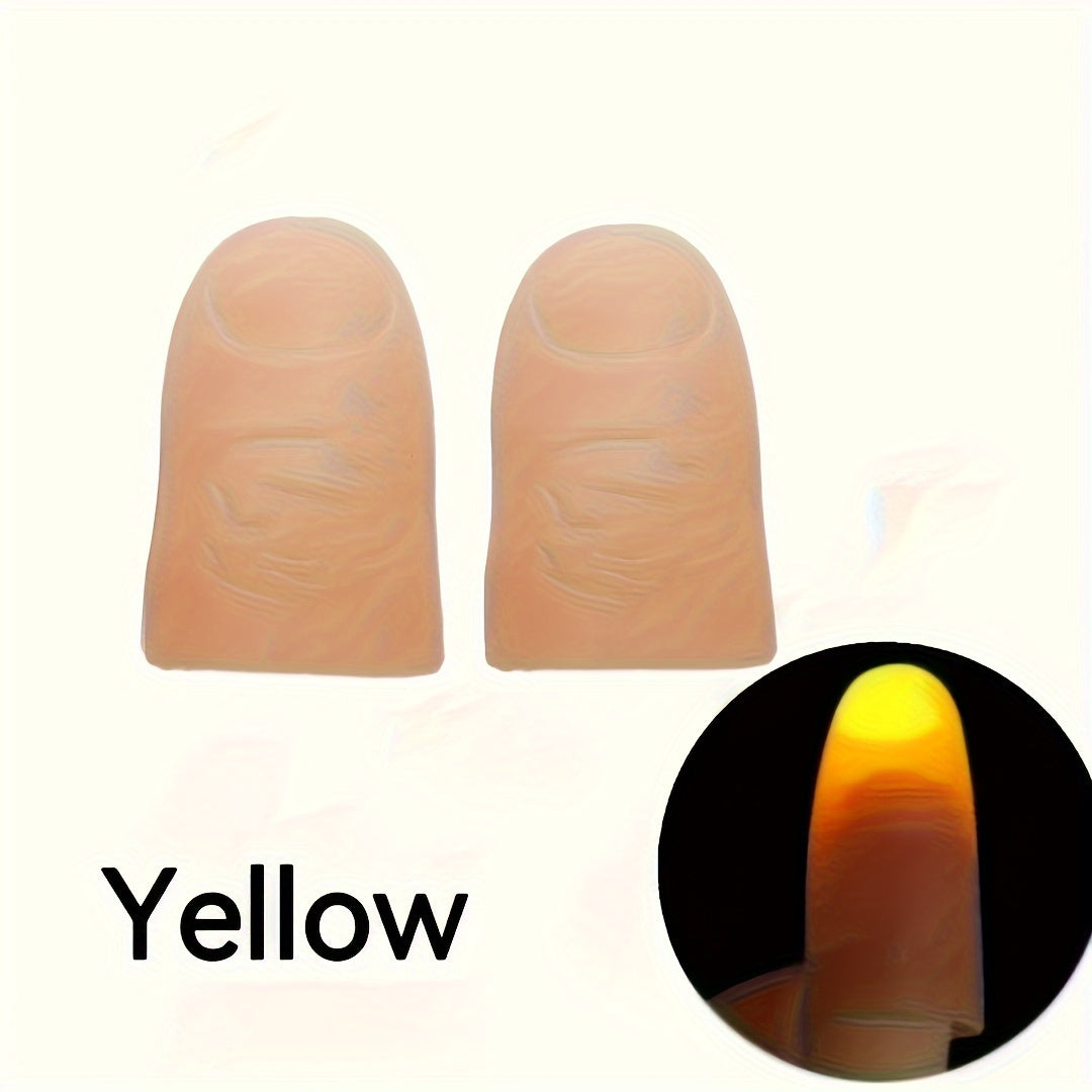 2pcs Magic Glow Finger Lights - Colorful Thumb Toys for Nighttime Stage Performances & Novelty Gags