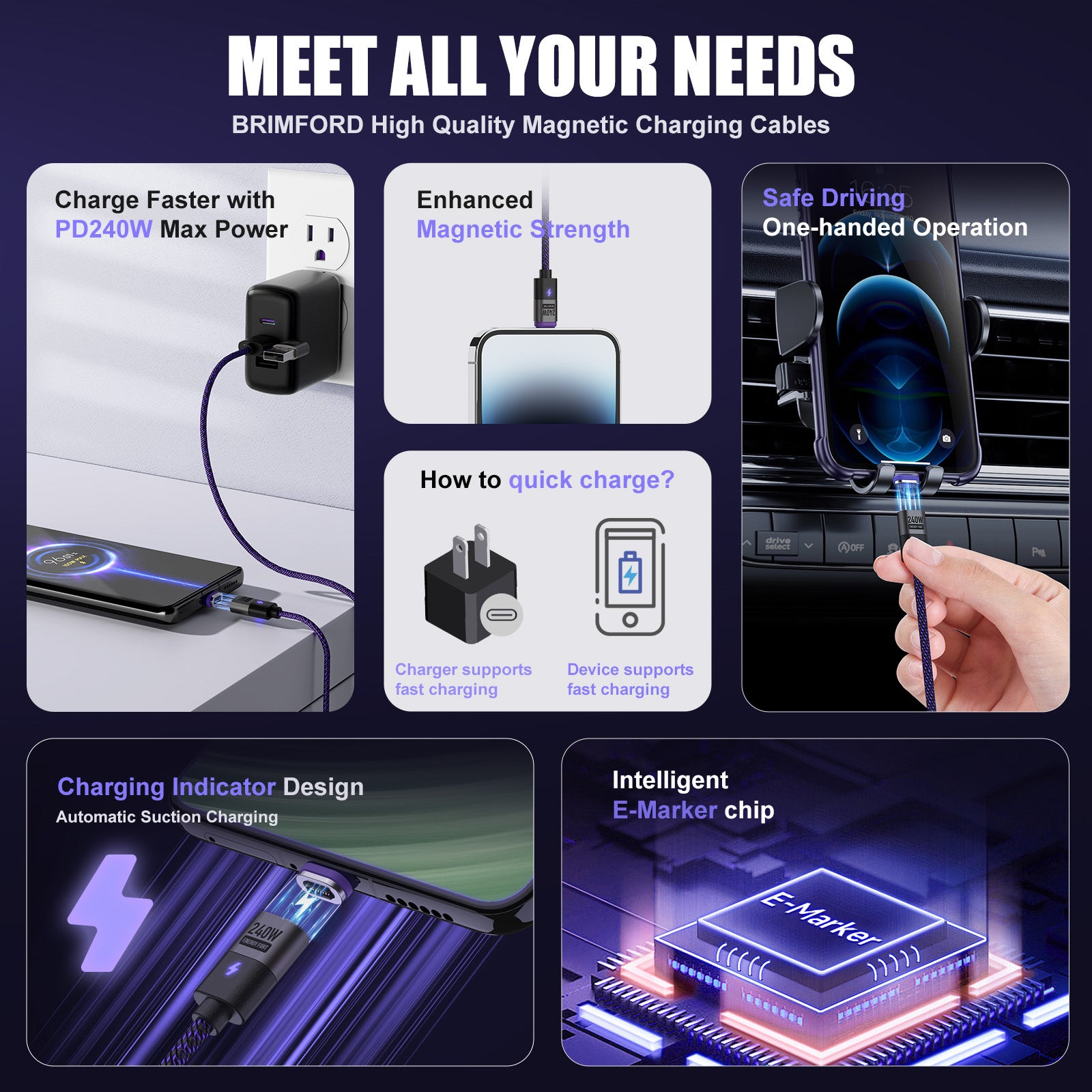 MEDEALS 2024 Newest Product 240W Fast Charging PD3.1 Strong Nylon Braided 3 In 1 Magnetic Charging Data Cable