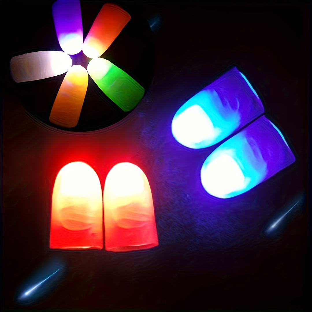 2pcs Magic Glow Finger Lights - Colorful Thumb Toys for Nighttime Stage Performances & Novelty Gags