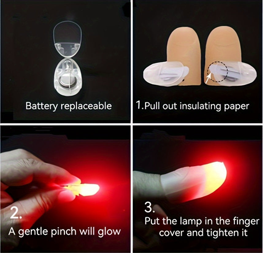 2pcs Magic Glow Finger Lights - Colorful Thumb Toys for Nighttime Stage Performances & Novelty Gags