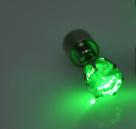 Hot Sale 1PCS Charm LED Earring Light Up Crown Glowing Crystal Stainless Ear Drop Ear Stud Earring Jewelry gift Free Shipping