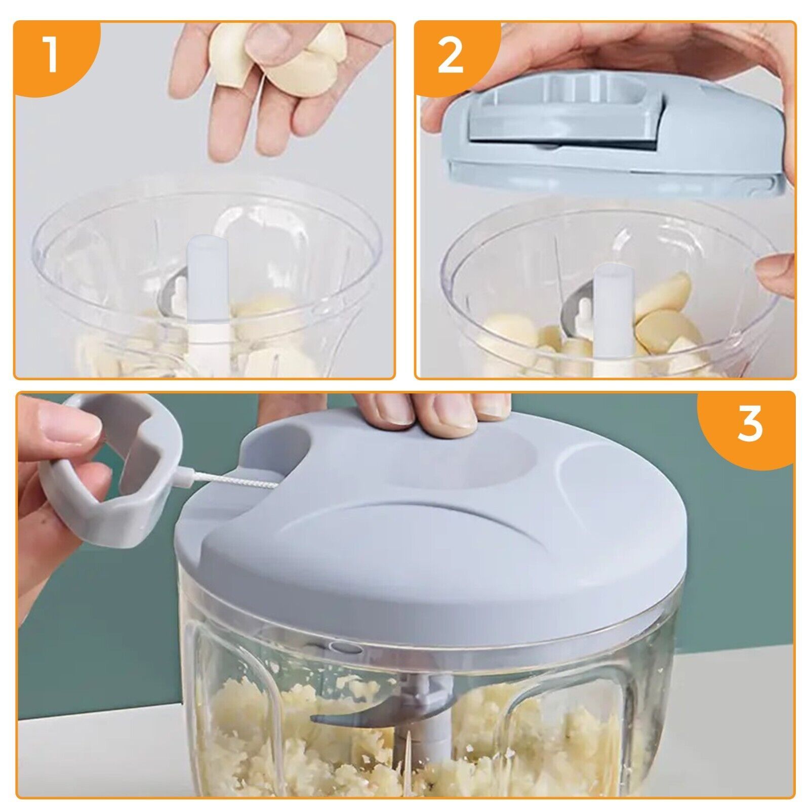 Manual Food Chopper Pull Cord Pulling Vegetable Slicer Hand Blender Kitchen