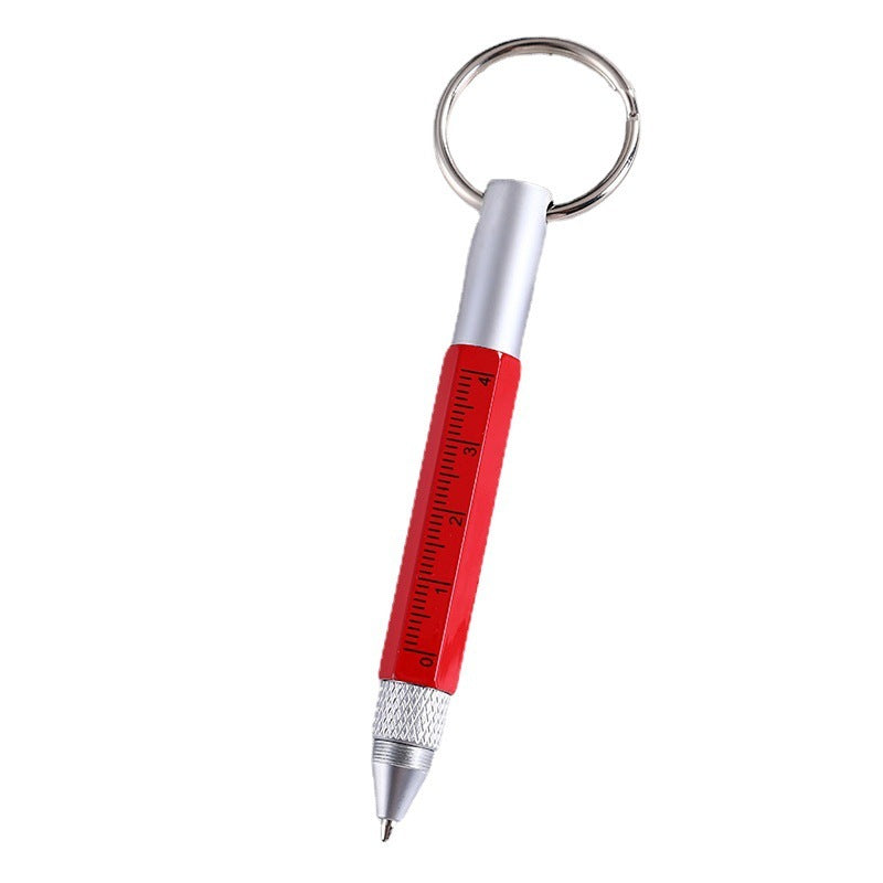 6 In 1 Mini Multifunction Ballpoint Pen Keychain Gel Pen Touch Pen Screwdriver Metal Small Ruler Pen Tool Gift