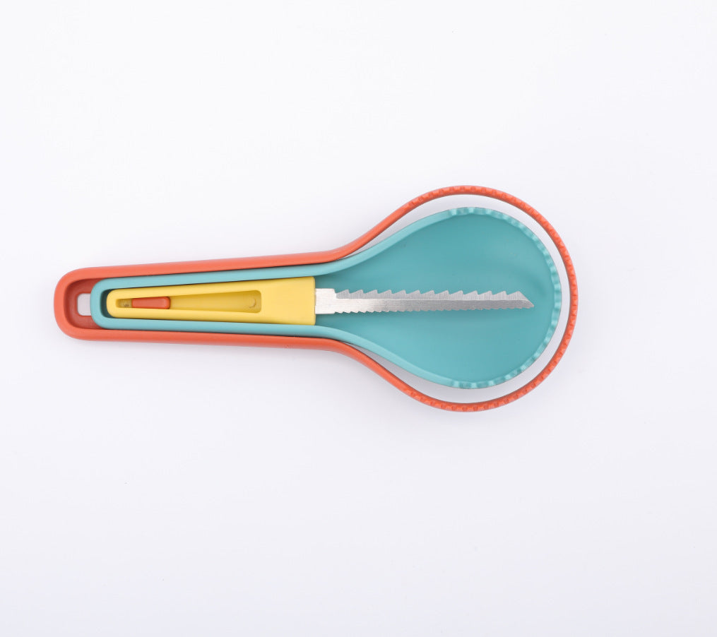 Fruit Digger Foldable Three-piece Melon And Fruit Separator Pumpkin Carver To Take The Meat Platter Tool Fruit Digger