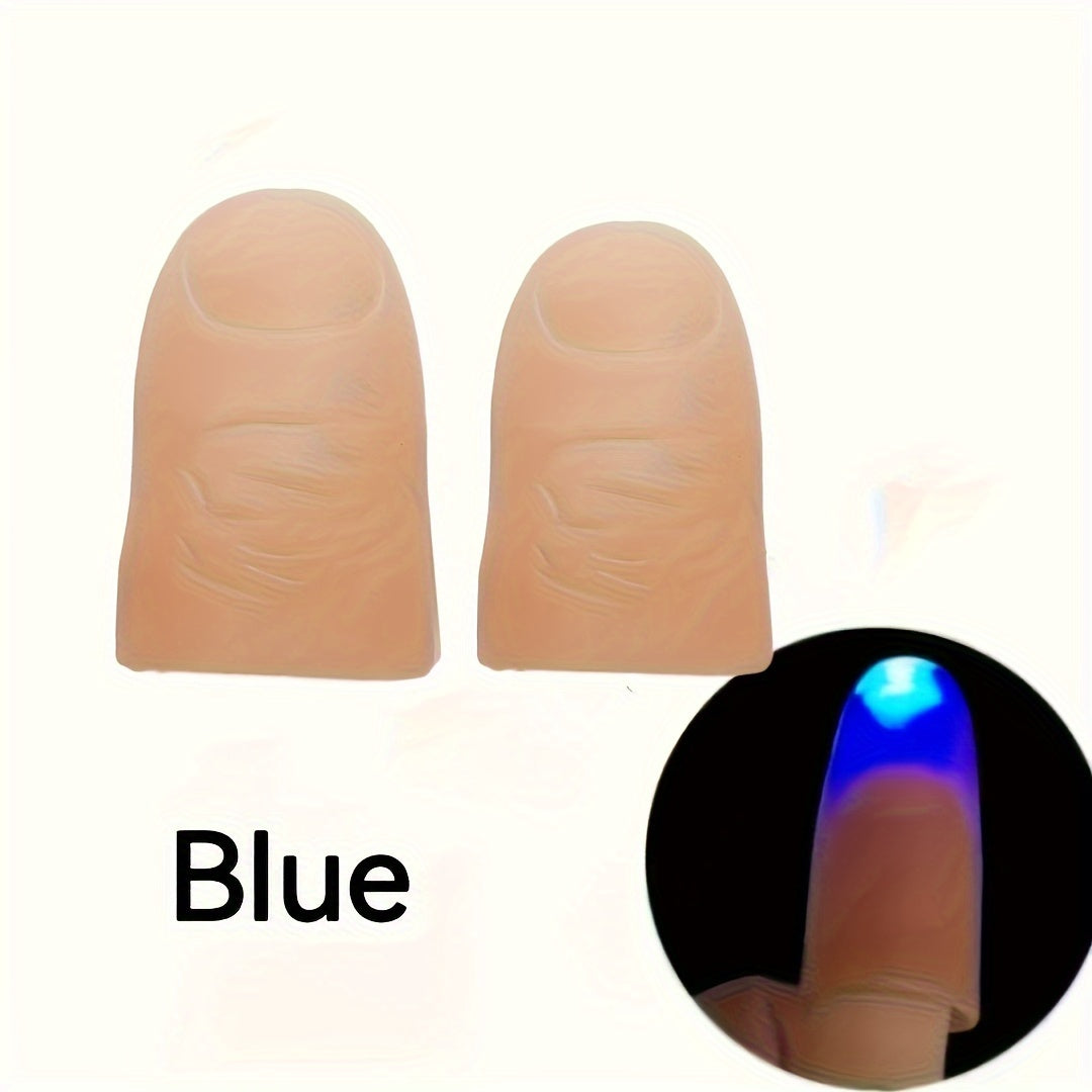 2pcs Magic Glow Finger Lights - Colorful Thumb Toys for Nighttime Stage Performances & Novelty Gags