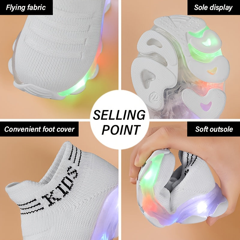 Adorable Light-Up Sneakers for Kids - Slip-Resistant, Breathable Fabric Walking Shoes with Cute Patterns | Perfect for Toddlers & Infants