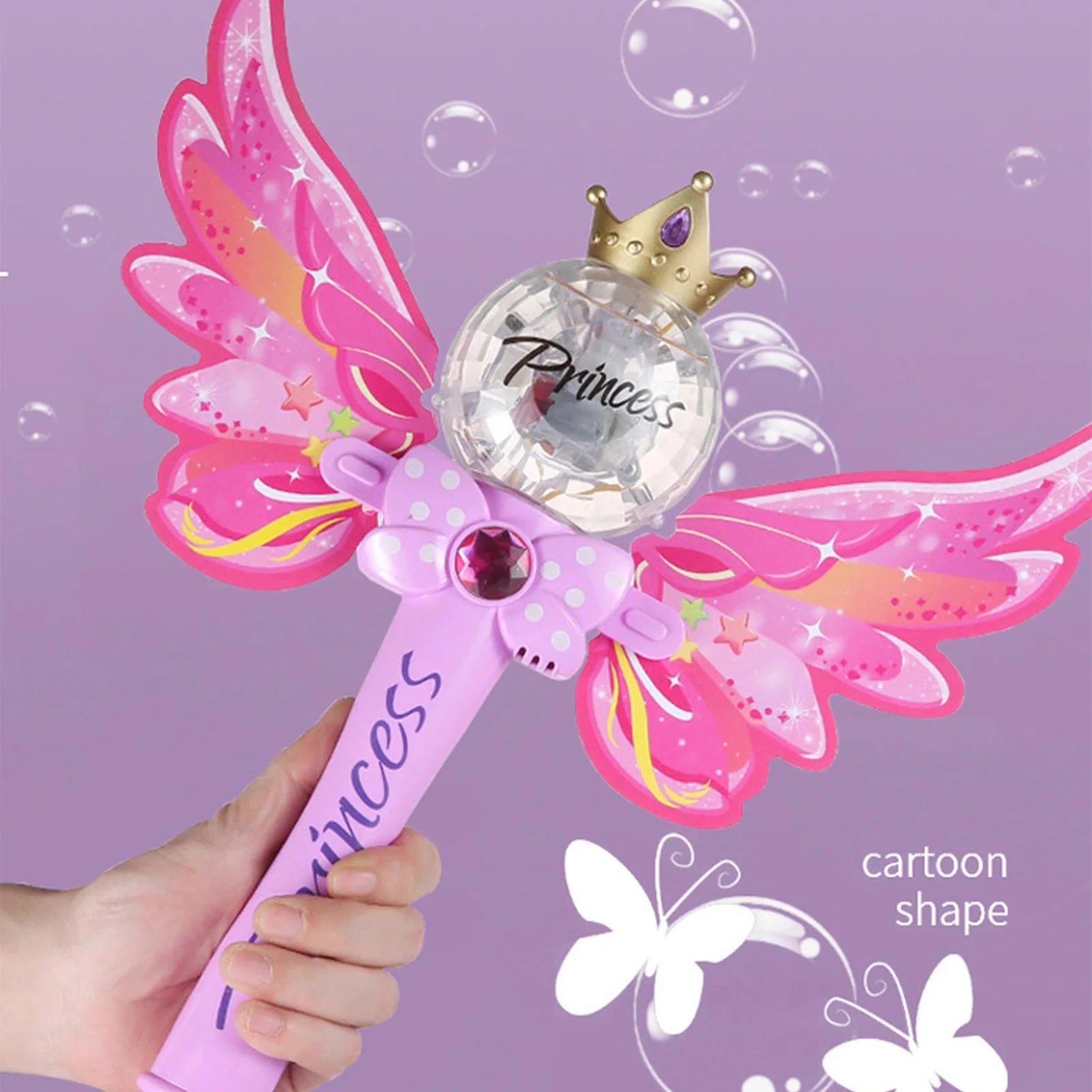 Pink Magic Wand Bubble Machine Automatic Bubble Blower Electric Music Lighting Soap BubbleToy For Children Gift