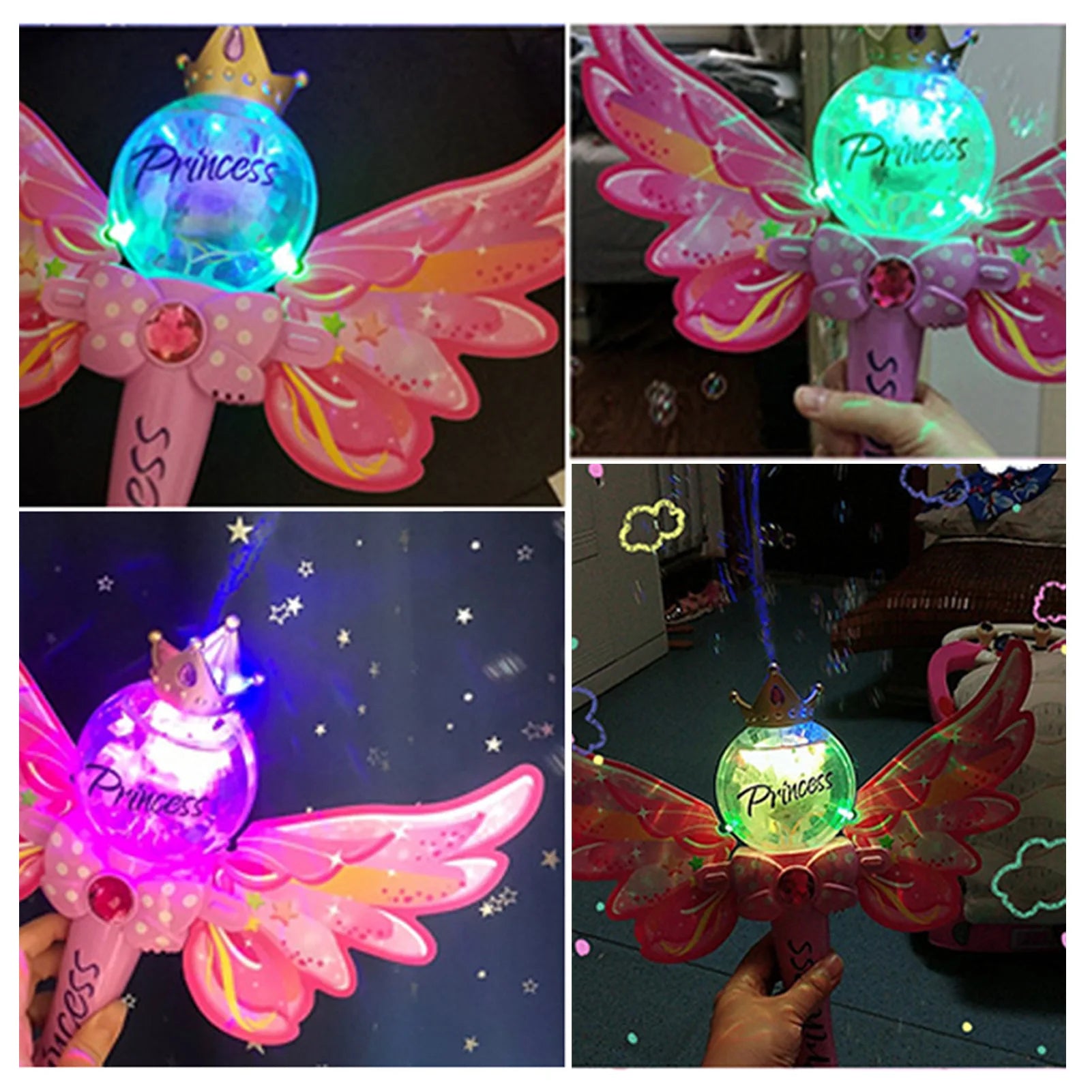 Pink Magic Wand Bubble Machine Automatic Bubble Blower Electric Music Lighting Soap BubbleToy For Children Gift