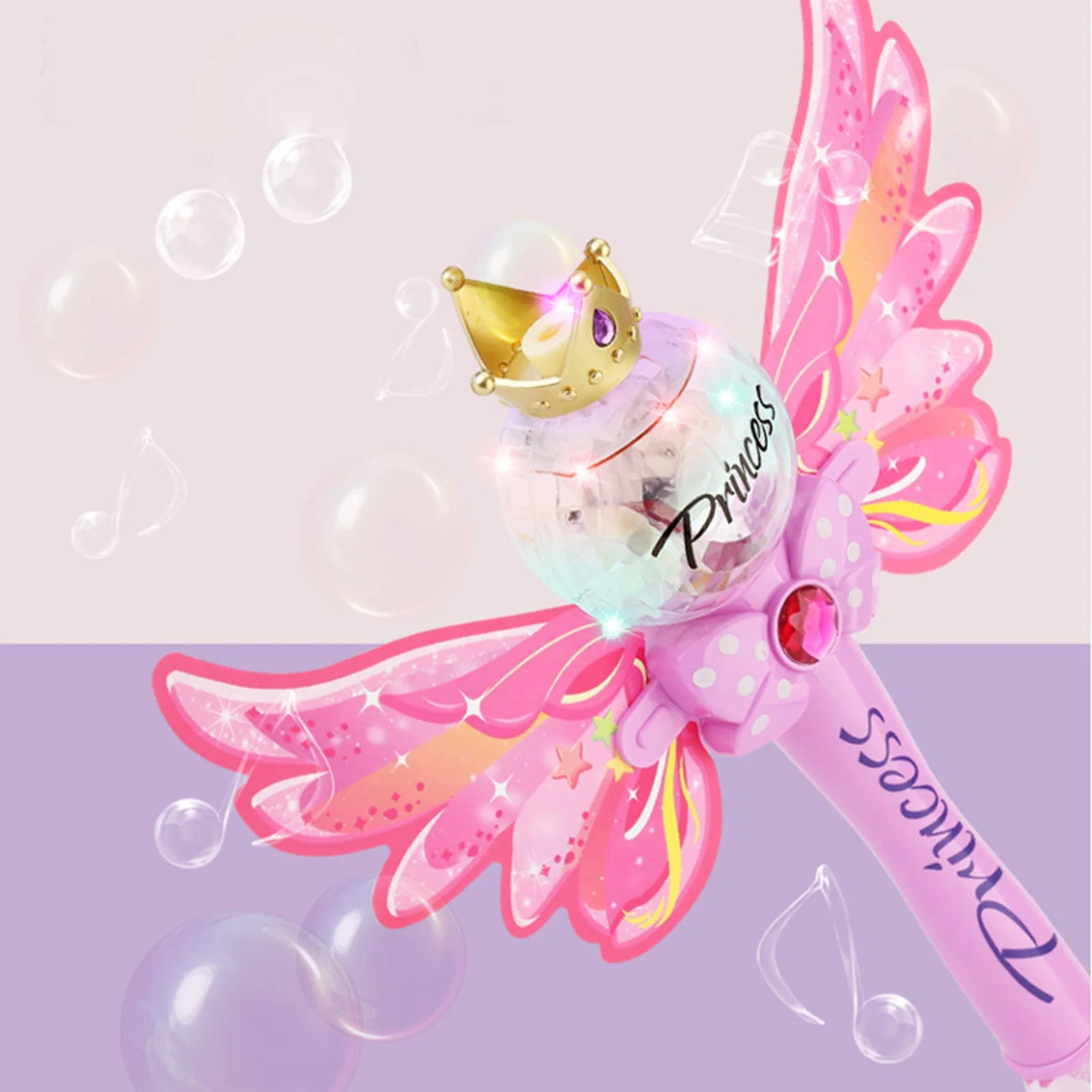 Pink Magic Wand Bubble Machine Automatic Bubble Blower Electric Music Lighting Soap BubbleToy For Children Gift