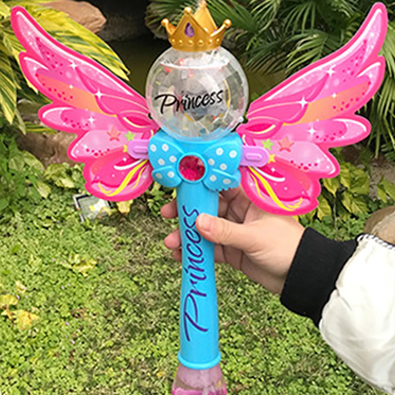 Pink Magic Wand Bubble Machine Automatic Bubble Blower Electric Music Lighting Soap BubbleToy For Children Gift