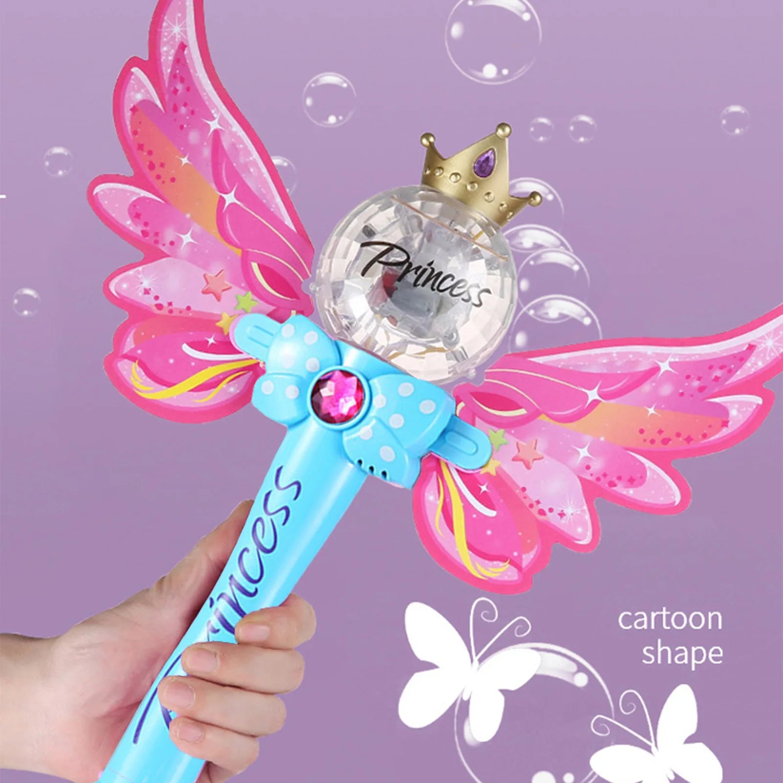 Pink Magic Wand Bubble Machine Automatic Bubble Blower Electric Music Lighting Soap BubbleToy For Children Gift