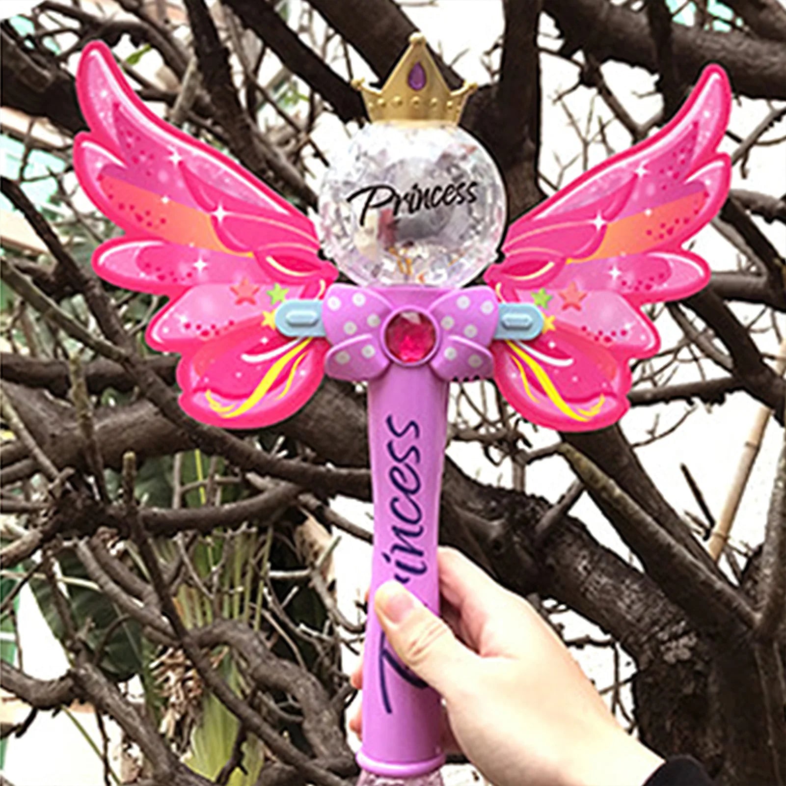 Pink Magic Wand Bubble Machine Automatic Bubble Blower Electric Music Lighting Soap BubbleToy For Children Gift