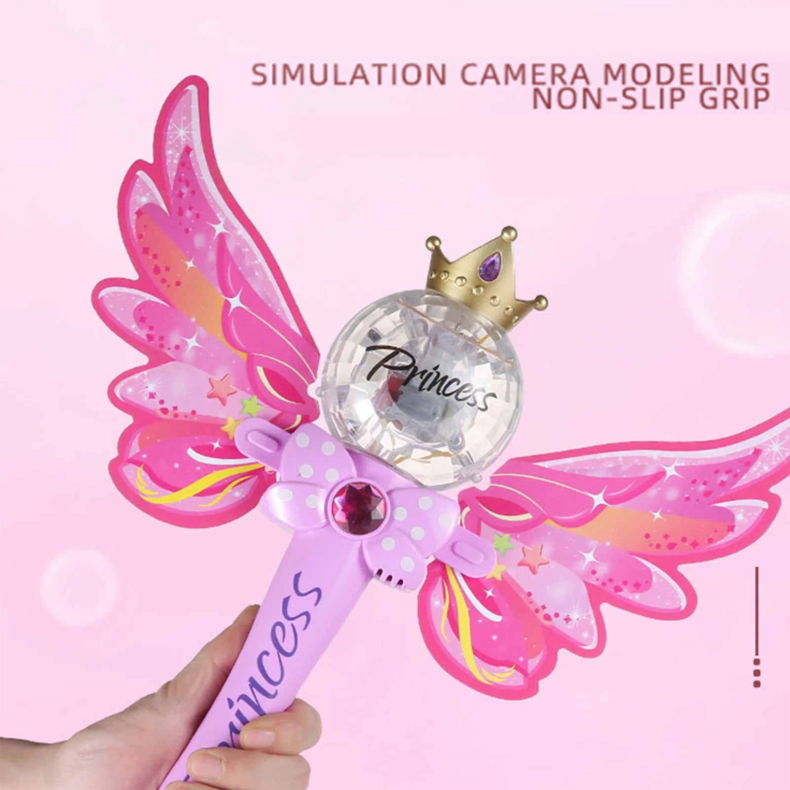 Pink Magic Wand Bubble Machine Automatic Bubble Blower Electric Music Lighting Soap BubbleToy For Children Gift