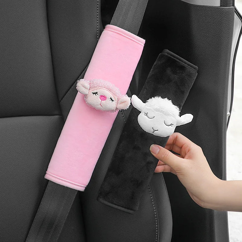 1pc Cute Cartoon Car Safety Seat Belt Cover Warm Plush Styling Bear Cloud Strap Belt Shoulder Pads For Children Baby Women