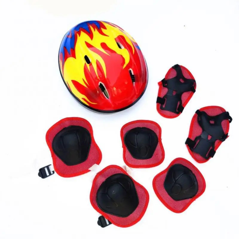 7PCS Kid Protective Gear Ice Skating Roller Knee Protector Guard Sport Safety Set Knee Wrist Guard Elbow Pads Bicycle Skateboard