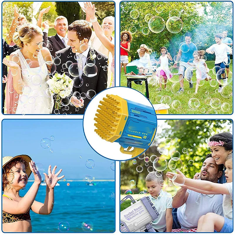 Bubble Gun LED Light Electric Rocket Bubbles Machine Automatic Magic Soap Children Outdoor Toys Wedding Party Kids Pompero Toys