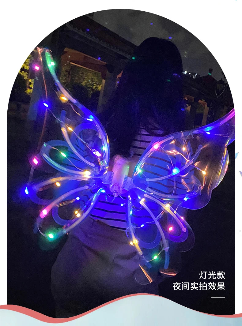 Halloween Children Electric Butterfly Wings Elf Wings Costume Magic Led bats Wing Cosplay Dress Up for Kids Cats Dogs party