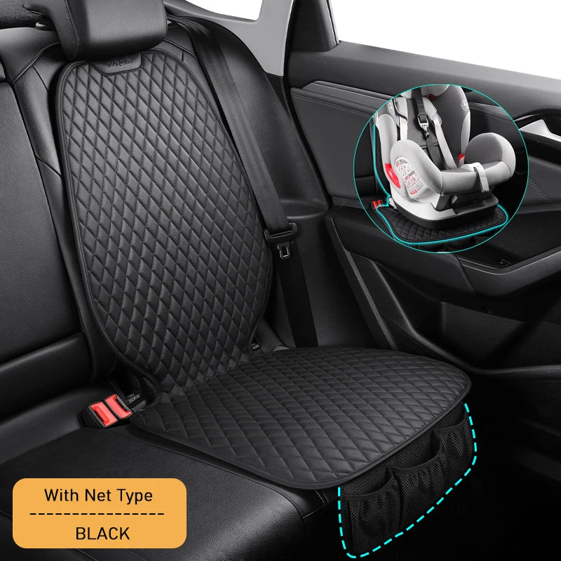 Car Seat Cover Safety Protector Pad for Kids Baby Girls Back Seat Cushion PU Leather Protective Mat With Storage Net Accessories