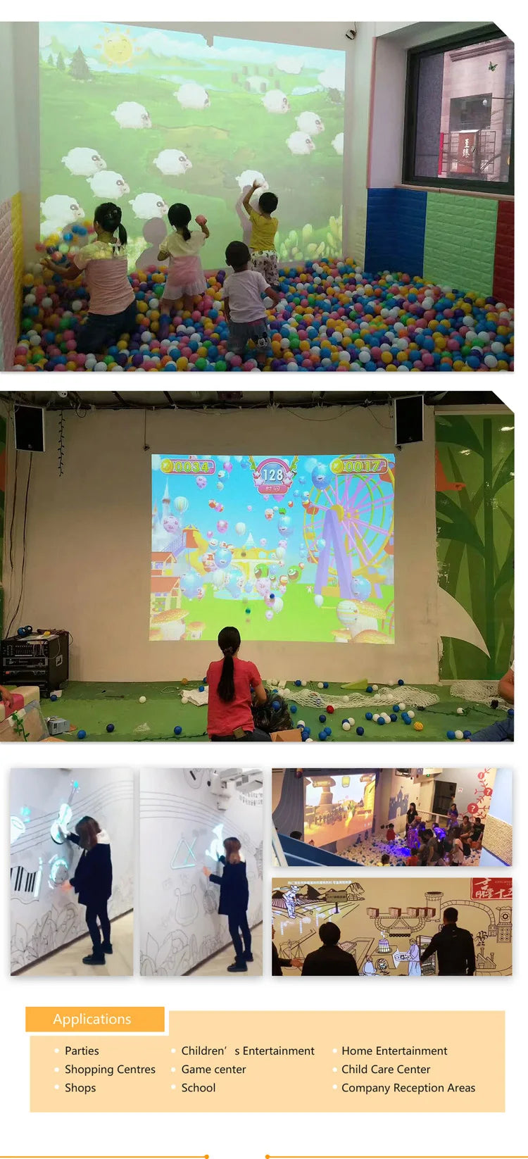 VR Kids Fun Zone AR Magic Ball Interactive Projection Wall Game AR Children Interactive Projector Games