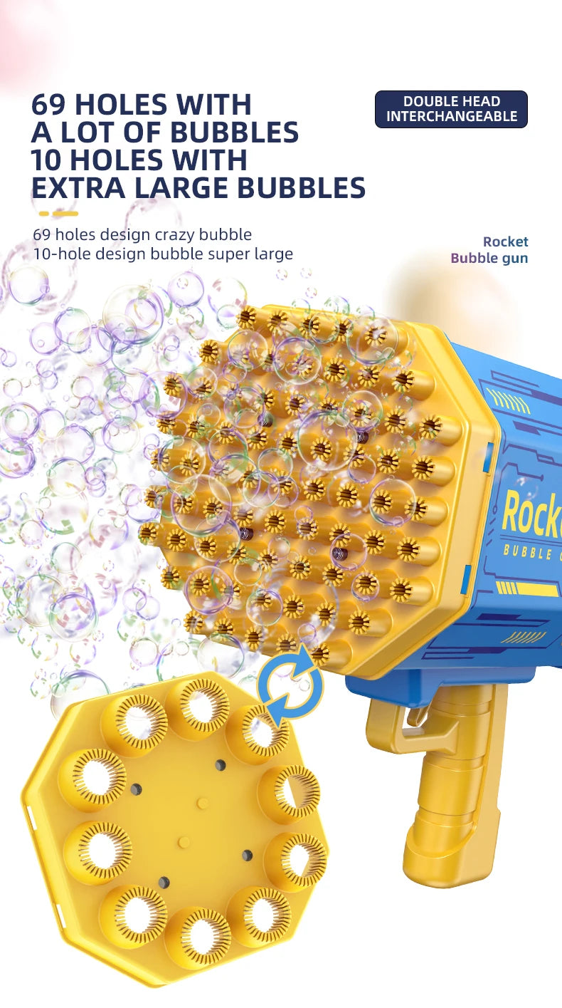 Bubble Gun LED Light Electric Rocket Bubbles Machine Automatic Magic Soap Children Outdoor Toys Wedding Party Kids Pompero Toys