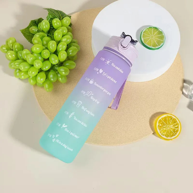 900ml Drink Water Bottle Motivational Sports Water Bottle with Time Marker Leak-Proof Cup for Outdoor Sport Fitness BPA Free