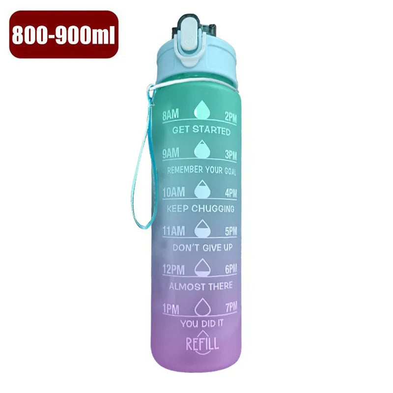 900ml Drink Water Bottle Motivational Sports Water Bottle with Time Marker Leak-Proof Cup for Outdoor Sport Fitness BPA Free