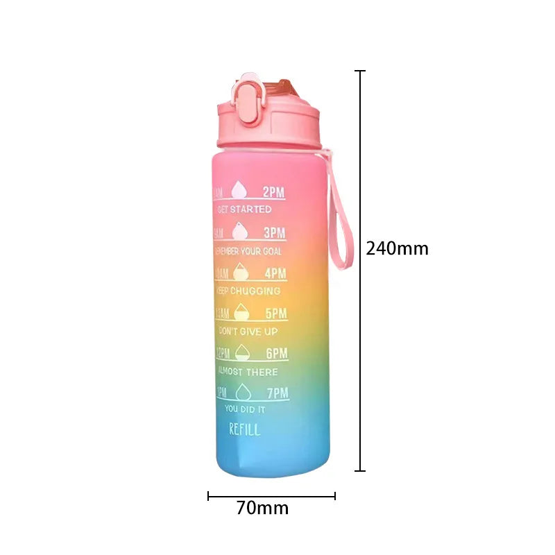 900ml Drink Water Bottle Motivational Sports Water Bottle with Time Marker Leak-Proof Cup for Outdoor Sport Fitness BPA Free