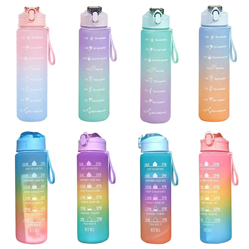 900ml Drink Water Bottle Motivational Sports Water Bottle with Time Marker Leak-Proof Cup for Outdoor Sport Fitness BPA Free