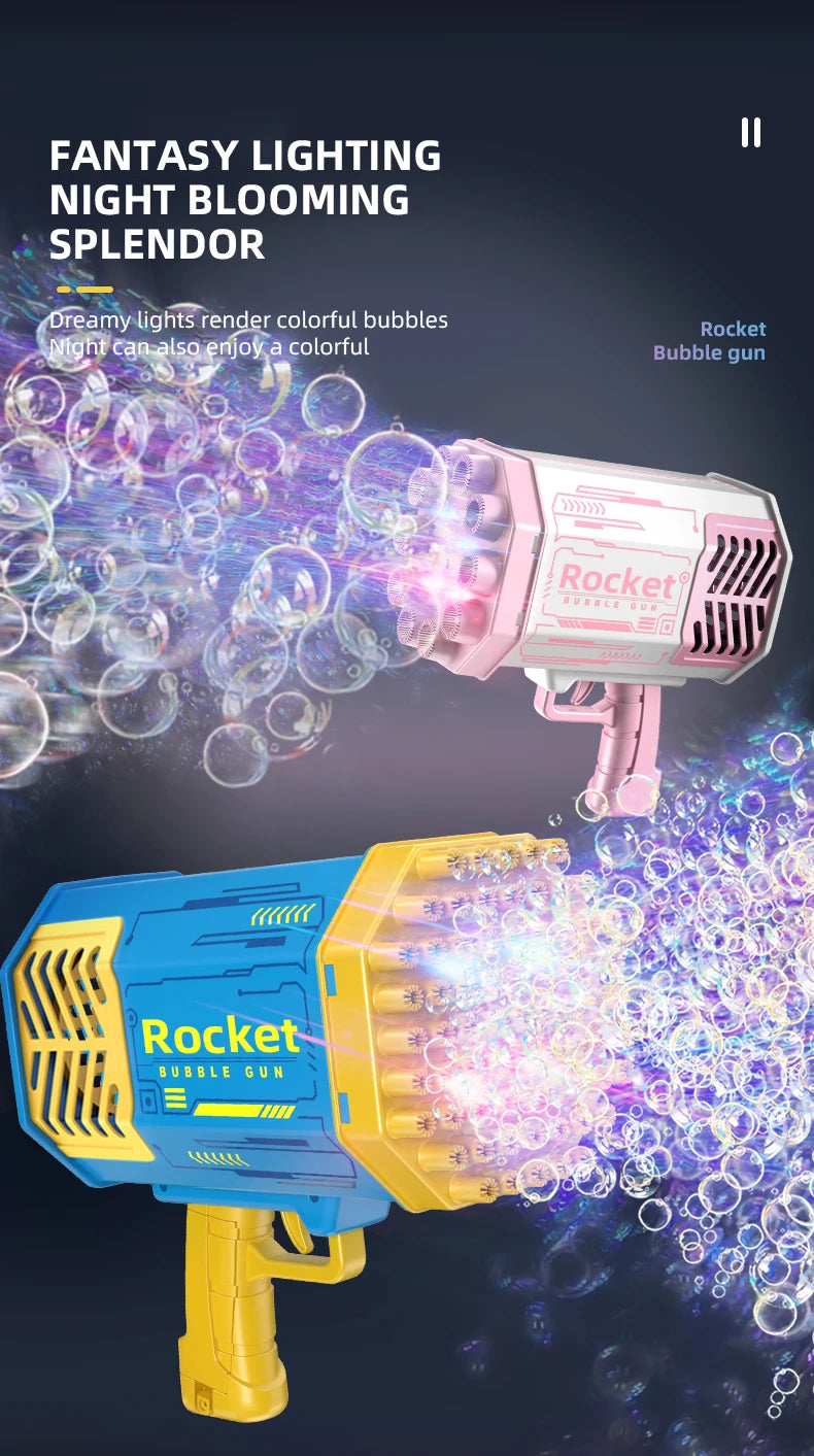 Bubble Gun LED Light Electric Rocket Bubbles Machine Automatic Magic Soap Children Outdoor Toys Wedding Party Kids Pompero Toys