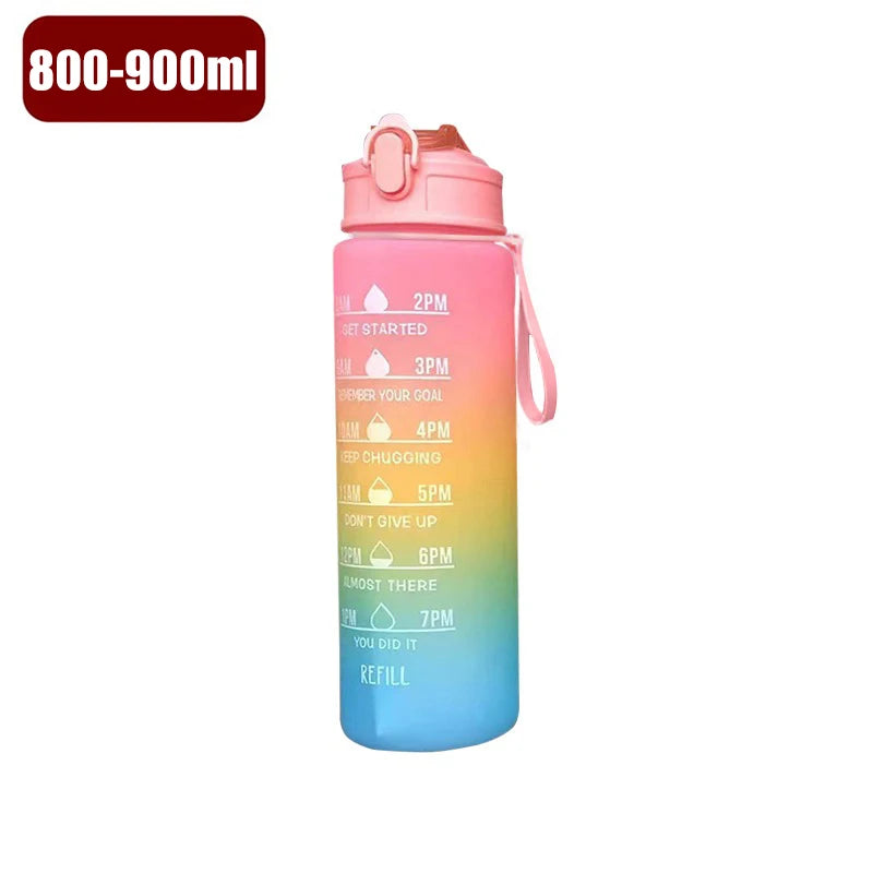 900ml Drink Water Bottle Motivational Sports Water Bottle with Time Marker Leak-Proof Cup for Outdoor Sport Fitness BPA Free