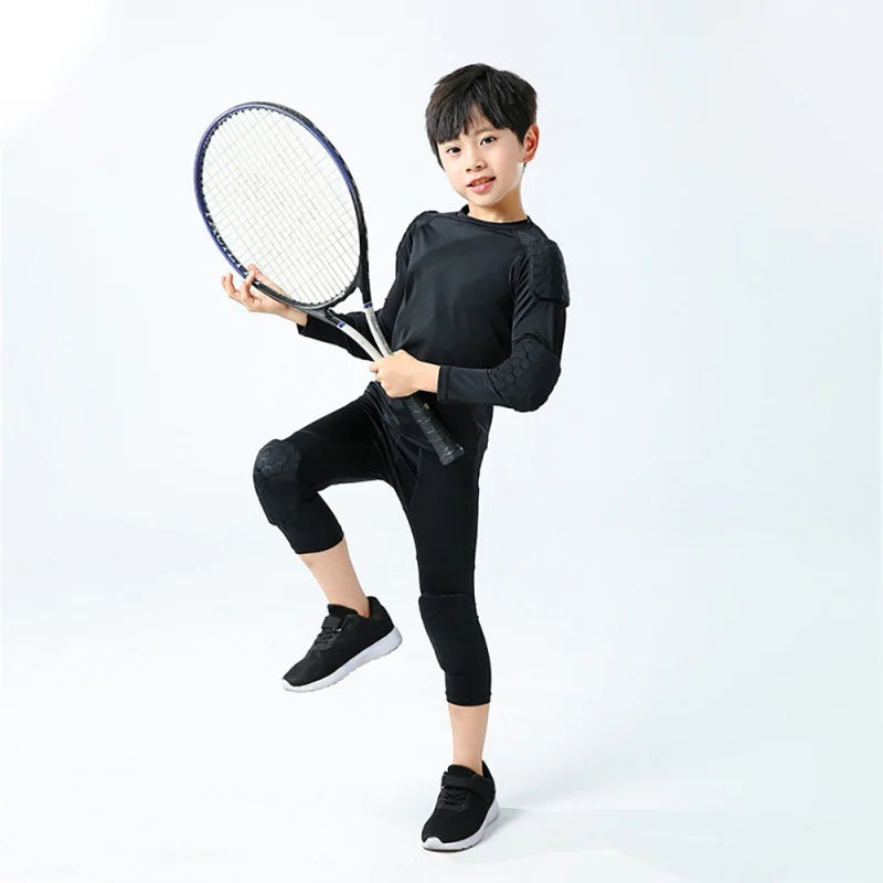 Children Kids Goalkeeper Soccer Training Pants Knee Pad Slim Skinny Football Shorts Knee Pads Shin Guard Sports Safety Trousers
