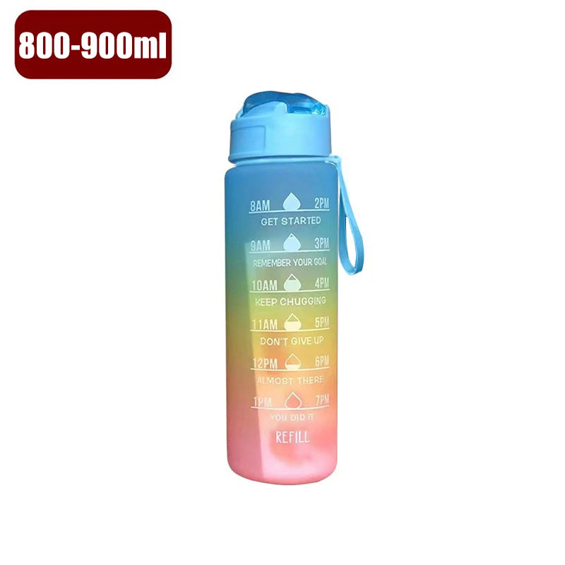 900ml Drink Water Bottle Motivational Sports Water Bottle with Time Marker Leak-Proof Cup for Outdoor Sport Fitness BPA Free