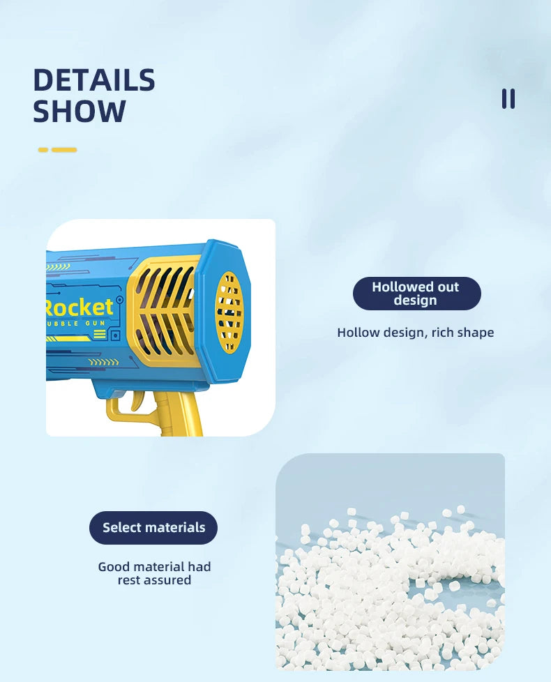 Bubble Gun LED Light Electric Rocket Bubbles Machine Automatic Magic Soap Children Outdoor Toys Wedding Party Kids Pompero Toys