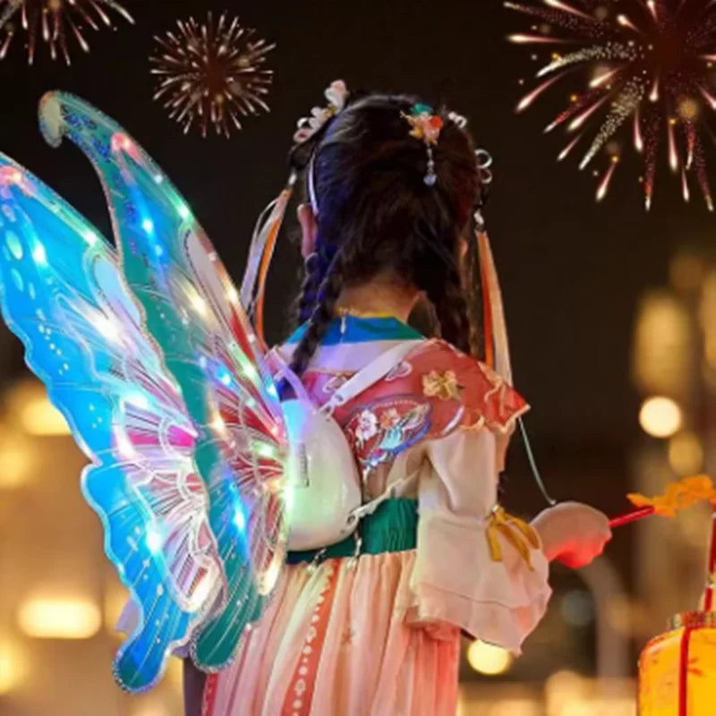 Halloween Children Electric Butterfly Wings Elf Wings Costume Magic Led bats Wing Cosplay Dress Up for Kids Cats Dogs party