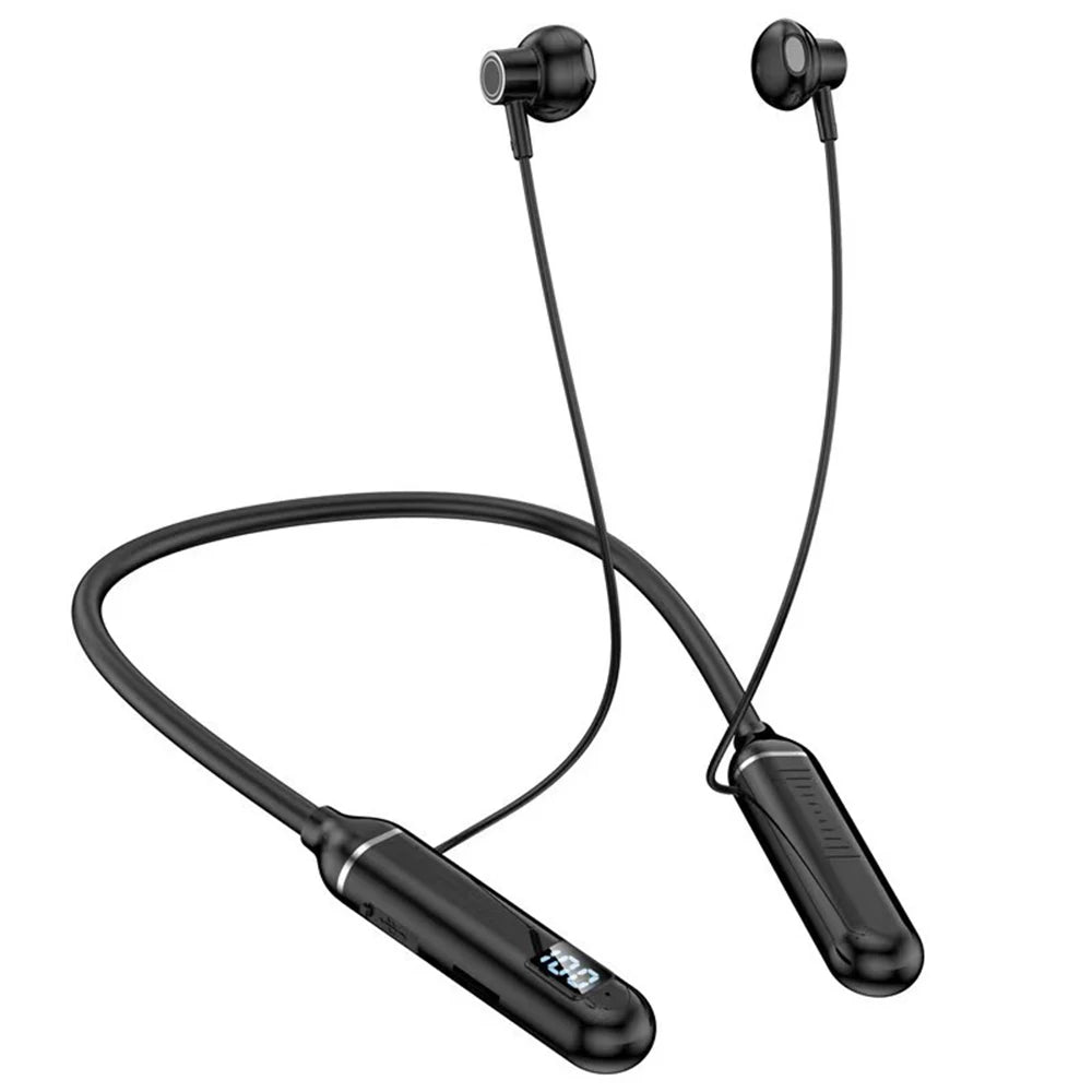Wireless Earphones 5.3 Neckband Headphones Gaming LED Display Wireless Mic Stereo HIFI TWS Headset Support TF Cards