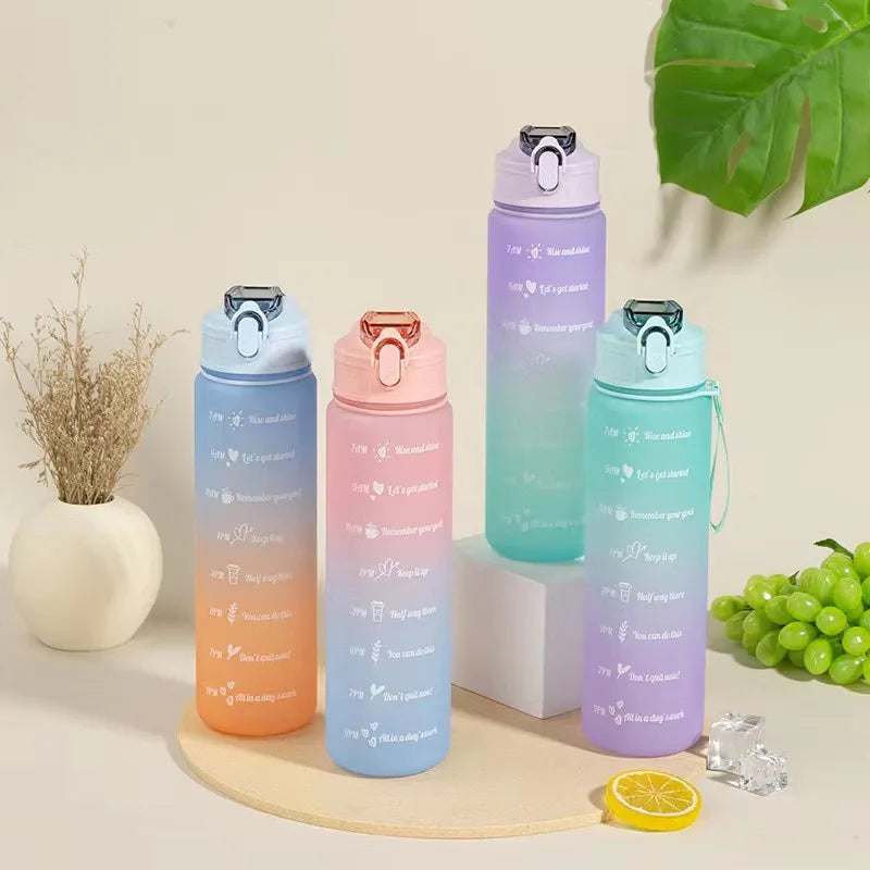 900ml Drink Water Bottle Motivational Sports Water Bottle with Time Marker Leak-Proof Cup for Outdoor Sport Fitness BPA Free