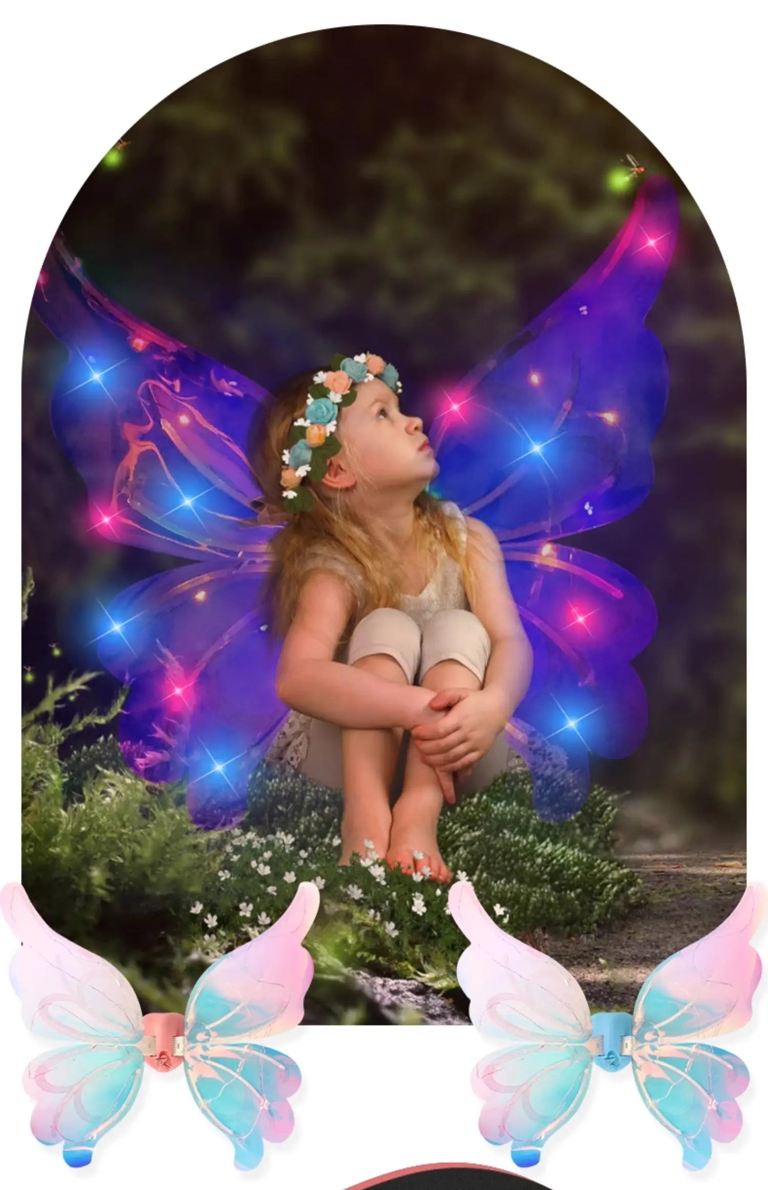 Halloween Children Electric Butterfly Wings Elf Wings Costume Magic Led bats Wing Cosplay Dress Up for Kids Cats Dogs party