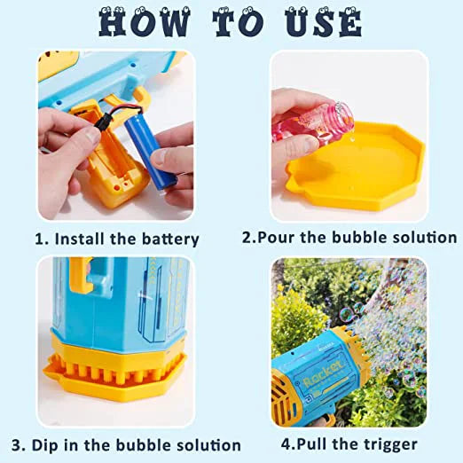 Bubble Gun LED Light Electric Rocket Bubbles Machine Automatic Magic Soap Children Outdoor Toys Wedding Party Kids Pompero Toys