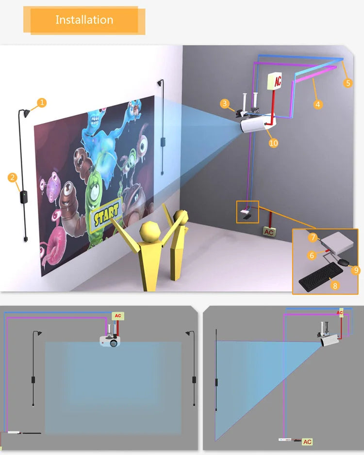 VR Kids Fun Zone AR Magic Ball Interactive Projection Wall Game AR Children Interactive Projector Games