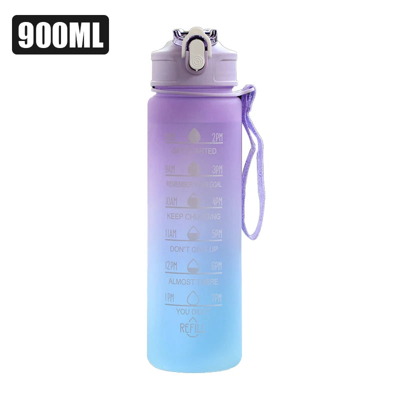 900ml Drink Water Bottle Motivational Sports Water Bottle with Time Marker Leak-Proof Cup for Outdoor Sport Fitness BPA Free