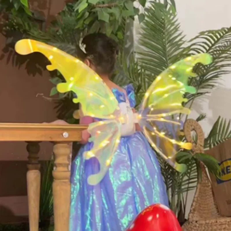 Halloween Children Electric Butterfly Wings Elf Wings Costume Magic Led bats Wing Cosplay Dress Up for Kids Cats Dogs party
