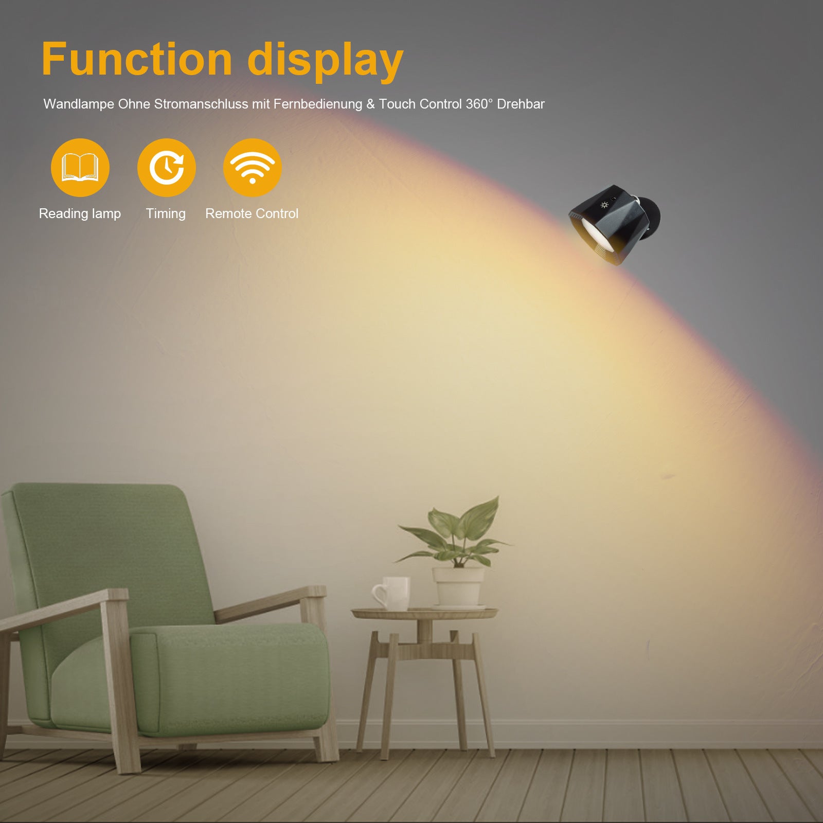 Magnetic Charging Bedroom Bedside Wall Lamp Reading Small Night Table