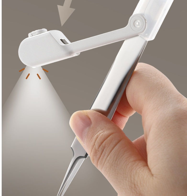 Led Acne Needle Tweezers Needle Nose Pointed Tips Eyebrows Tweezers For Splinters Blackhead Removal Acne Clip Extractor
