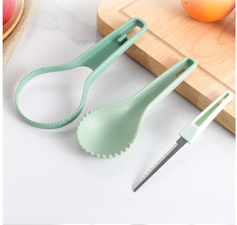 Fruit Digger Foldable Three-piece Melon And Fruit Separator Pumpkin Carver To Take The Meat Platter Tool Fruit Digger