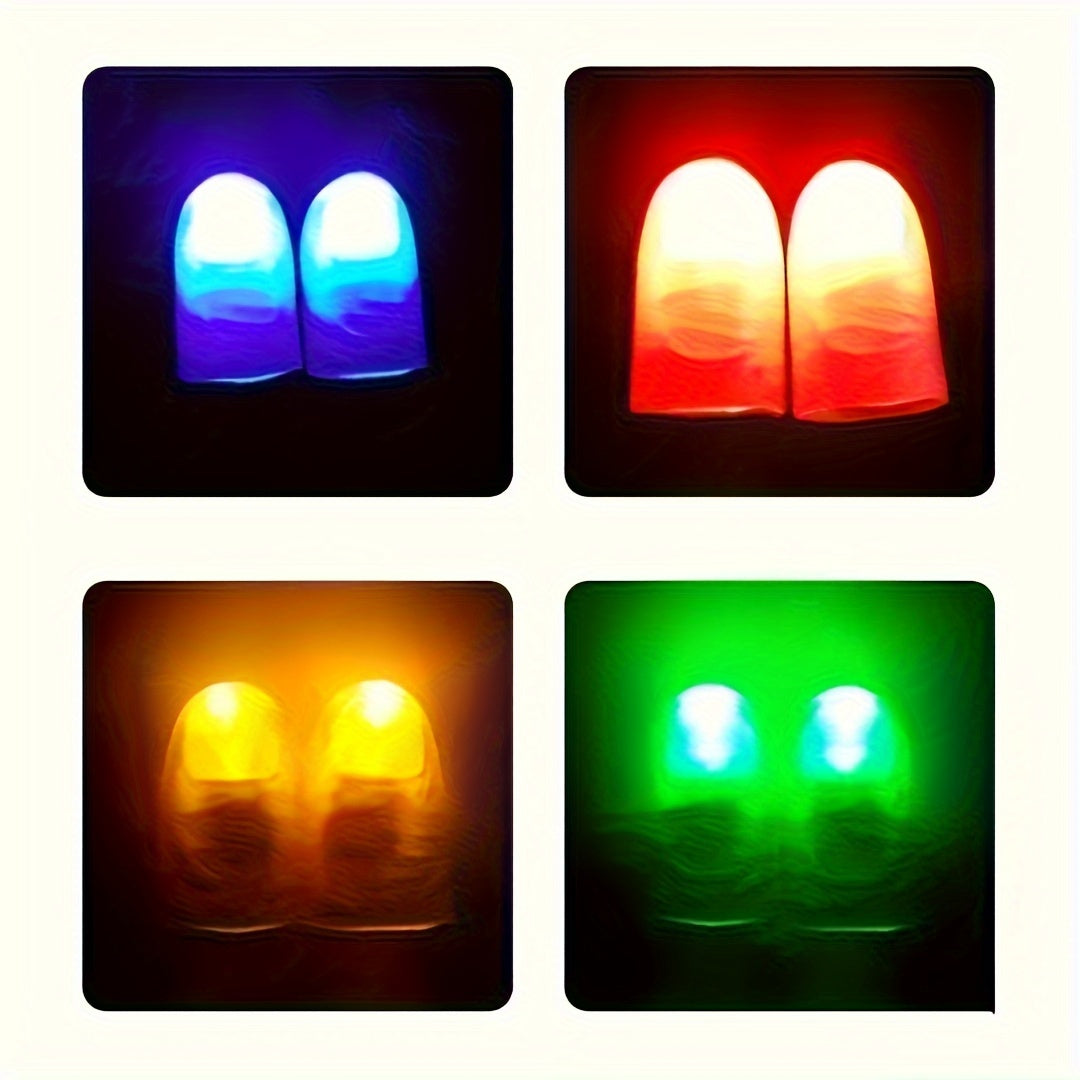 2pcs Magic Glow Finger Lights - Colorful Thumb Toys for Nighttime Stage Performances & Novelty Gags
