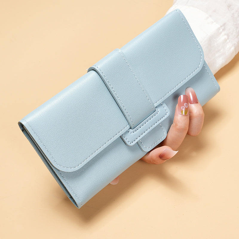 MEdeals.shop Multi-Functional Snap Button Card Holder, Faux Leather Long Trifold Clutch, Women's Fashion Wallet, Stylish Flip Cover Coin Purse at MEdeals.shop