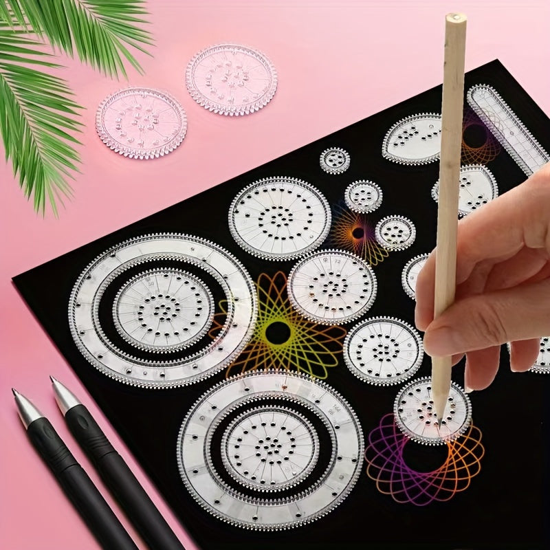 [Popular Choice] 22pcs Educational Kaleidoscope Toy Set - Magic Ruler & Stationery Kit for Students, Perfect Birthday or Christmas Gift