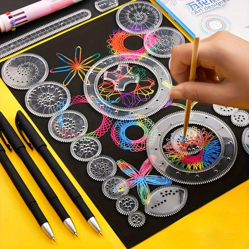 [Popular Choice] 22pcs Educational Kaleidoscope Toy Set - Magic Ruler & Stationery Kit for Students, Perfect Birthday or Christmas Gift