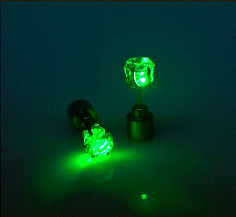 Hot Sale 1PCS Charm LED Earring Light Up Crown Glowing Crystal Stainless Ear Drop Ear Stud Earring Jewelry gift Free Shipping